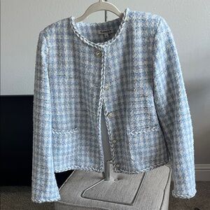Nanette Lepore Light Blue & White Tweed Blazer